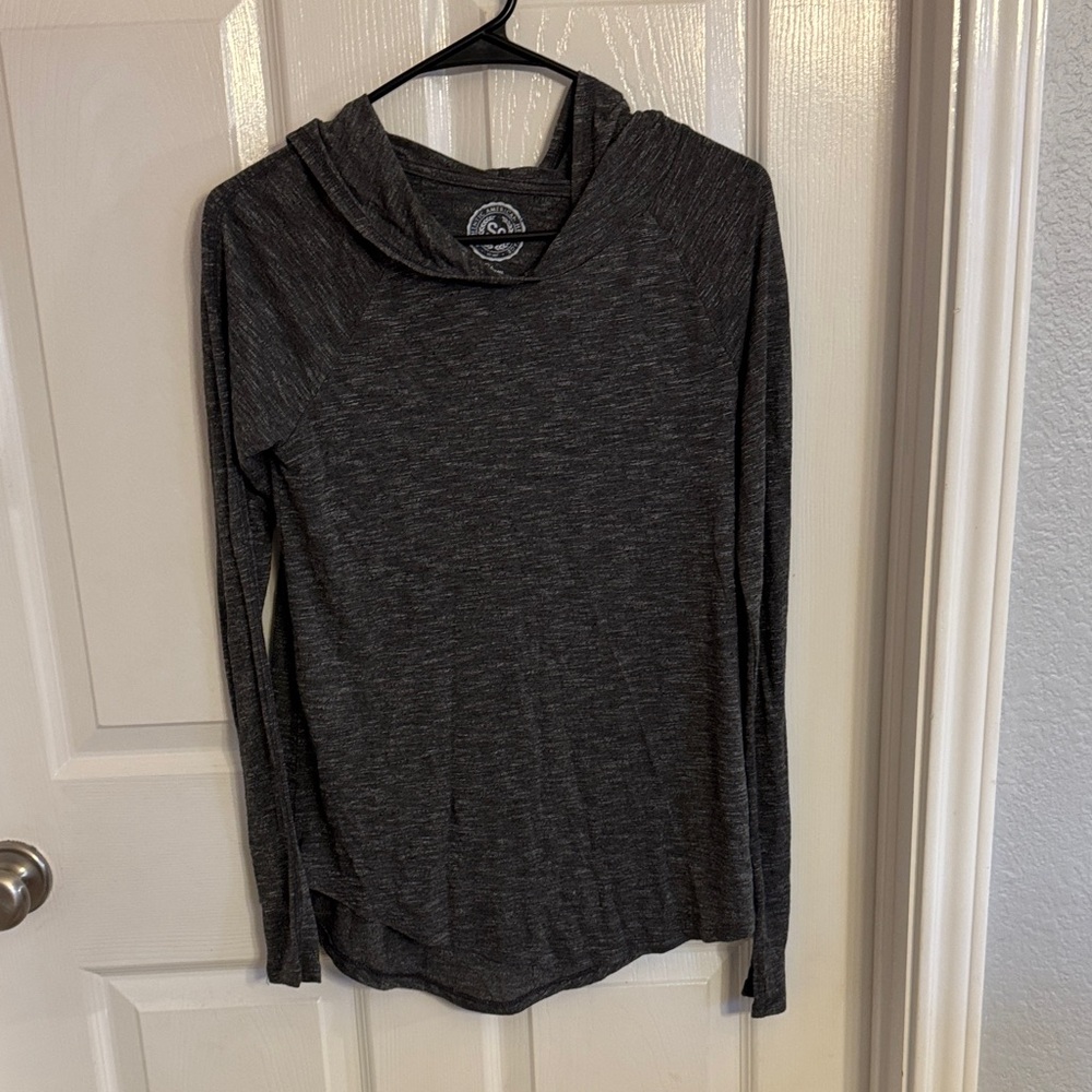 Dark Gray Long Sleeve Hooded Shirt